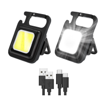 COB Small Flashlight, Pocket Magnetic Flashlights 500 High Lumens Rechargeable Keychain Work Light, Mini COB Flashlight 4 Light Modes(Black)