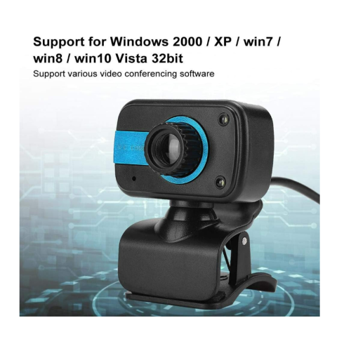 Webcam 480P com microfone para PC, câmera USB para reuniões e cursos online (preta) 2