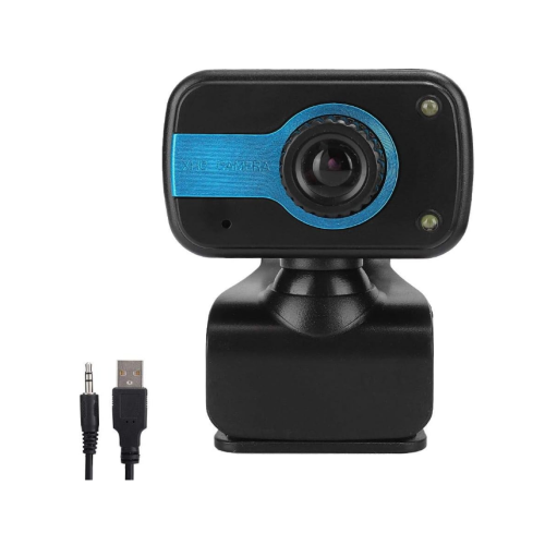 Webcam 480P com microfone para PC, câmera USB para reuniões e cursos online (preta)