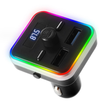 Bluetooth 5.0 FM vysielač Bezdrôtový handsfree Mp3 prehrávač do auta Súprava Bluetooth FM modulátor Dvojitá USB nabíjačka RGB svetlo čierna