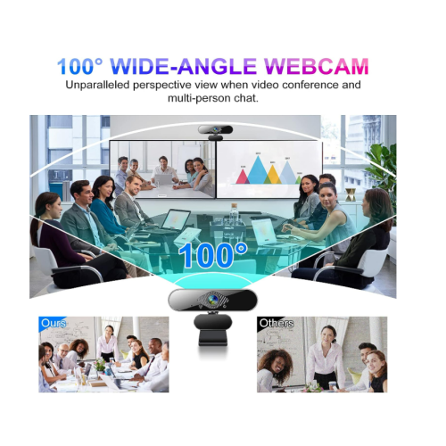 Webcam HD 1080P com microfone, USB para PC, 30fps, 100 de visão, plug and play, Skype (preta) 2