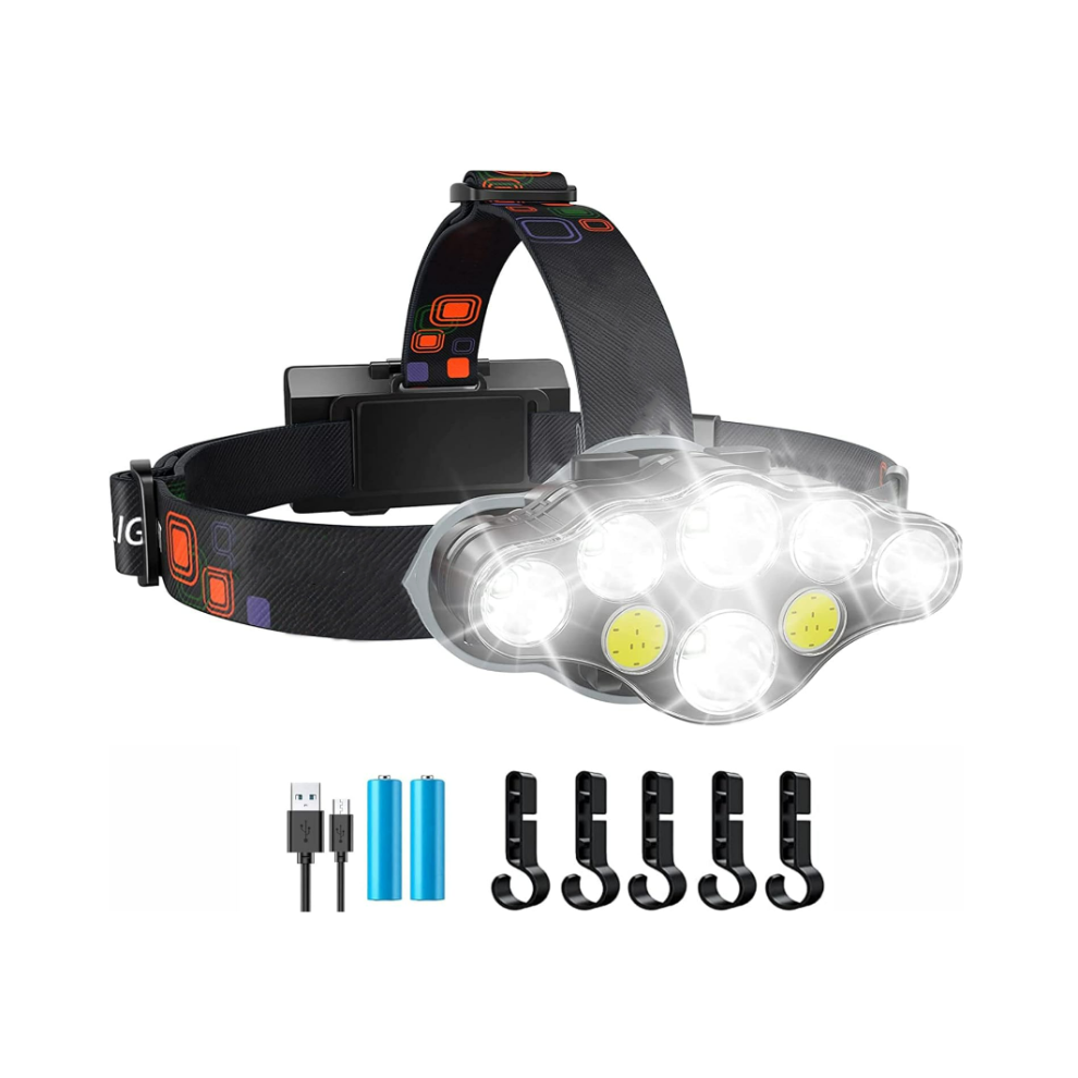 Photos - Flashlight Chronus Head Torch, 18000 Lumens with Red Flash Light Waterproof Head Torch for Camping, Fishing, Cycling, Hiking, Reading,