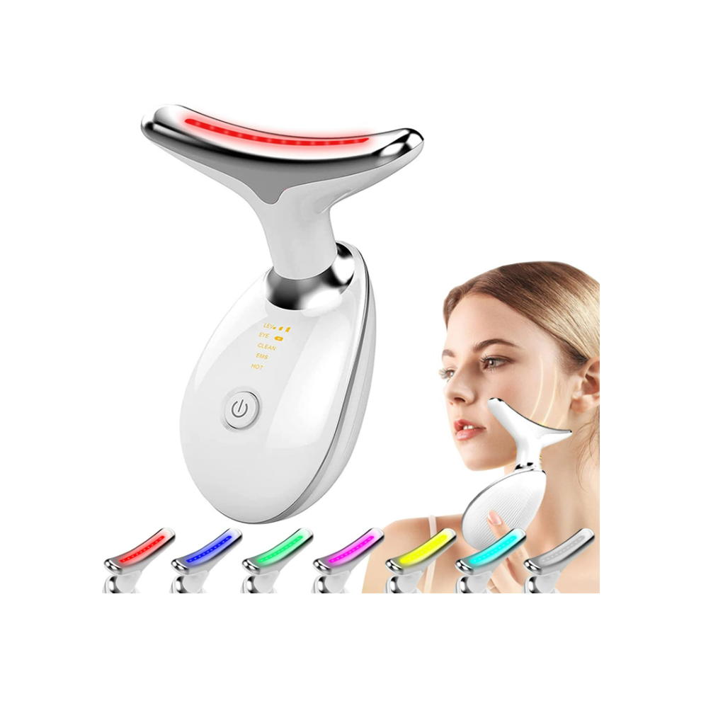 Chronus Boutique Red/Light/White Chronus Therapy For Face Electric Massager, Rejuvenation For Face & Neck Beauty Firming Wrinkle Removal Device, 7 Color Modes(White)