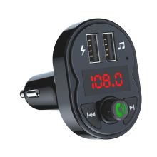 Transmetteur FM Bluetooth double port USB 5 V/3,4 A pour voiture avec affichage LED, lecture de carte TF, noir
