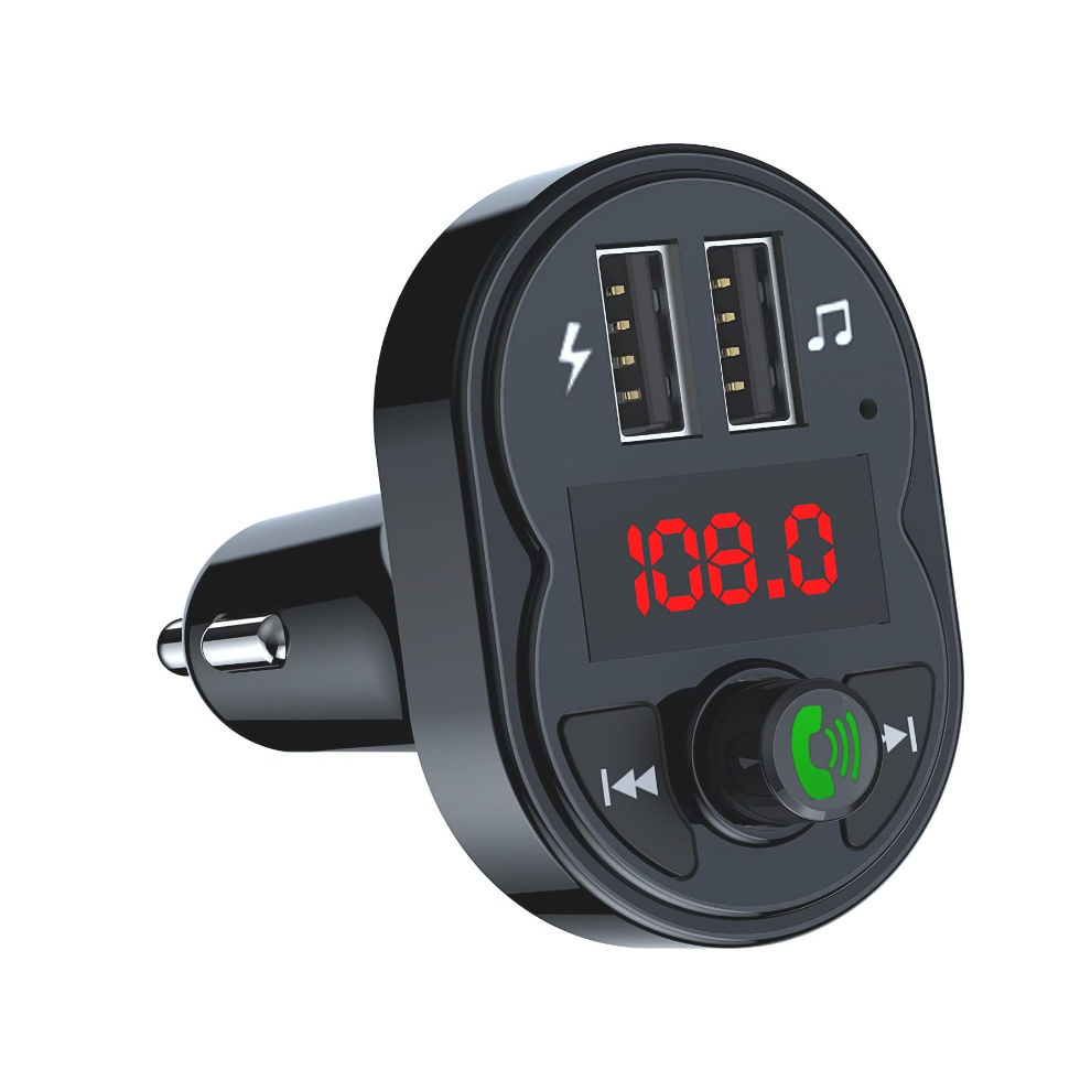 Chronus Bluetooth Fm Transmitter, Dual Usb Ports 5V/3.4A, Led Display Car Voltage, Play Tf Card(Black) Black 9331562994379