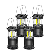 LED Camping Lantern, Battery Operated Collapsible Portable LED Lanterns, Emergency Lights with Foldable Hook for Hiking, Camping(Pack of 4)(Black)