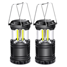 LED Camping Lantern, Battery Operated Collapsible Portable LED Lanterns, Emergency Lights with Foldable Hook for Hiking, Camping, Outages(Black)