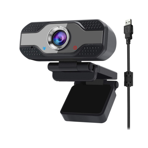 Webcam USB 1080P Ultra HD com microfone embutido, ideal para videochamadas e conferências (preta)