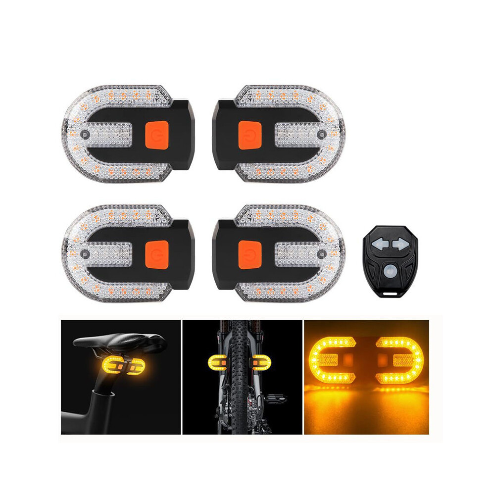 Chronus 4Pcs Bike Signals, Waterproof, Remote Alarm, USB,5 Modes Black