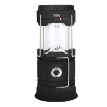 Camping Lantern 1200mAh USB Rechargeable Solar Charging Tent Lamp Collapsible LED Camping Light Power Supply for Phone(Black)