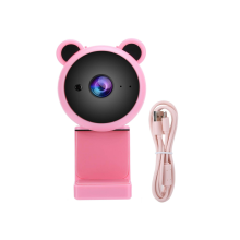 Webcam 1080P HD USB para computador, gravação de vídeo com microfone embutido, transmissão ao vivo (rosa)