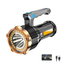 LED Rechargeable Searchlight, Bright Spotlight Lantern Flashlight, Rechargeable Camping Lamp, 8 Modes, Waterproof Camp Lantern for Hurricane(Black)