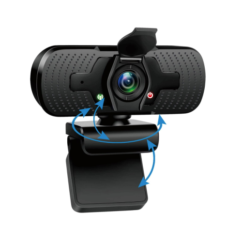 Webcam com microfone e capa de privacidade, grande angular para streaming 1080P para desktop, laptop, PC (preta)