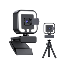 Webcam 4K avec microphone et éclairage d'appoint noir