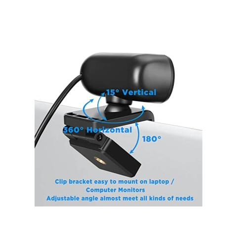 Webcam com microfone e capa de privacidade, grande angular para streaming 1080P para desktop, laptop, PC (preta) 2