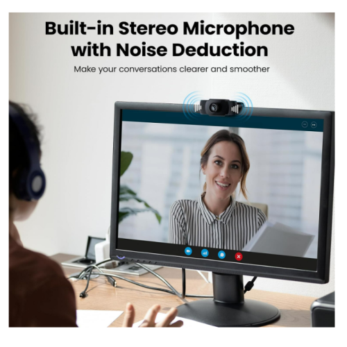Webcam avec microphone 1080P noire 1