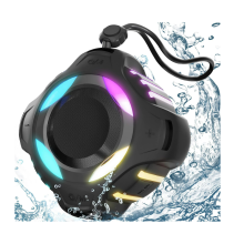 Chronus Waterproof Bluetooth Speaker IPX7, Shower Speaker with Multi-Color Light, Floating, Loud HD Stereo Sound, Robust Bass(Black)