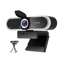 Webcam 1080P avec microphone et cache webcam Plug and Play avec correction automatique de la lumière noire
