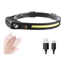LED Head Torch Rechargeable, 270 Wide Angle Lighting 2 Light Sources 4 Modes Super Bright Headtorch Rechargeable Waterproof(Black)