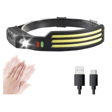 LED Head Torch Rechargeable, 270 Wide Angle Lighting 2 Light Sources 4 Modes Super Bright Headtorch Rechargeable Waterproof(Black)