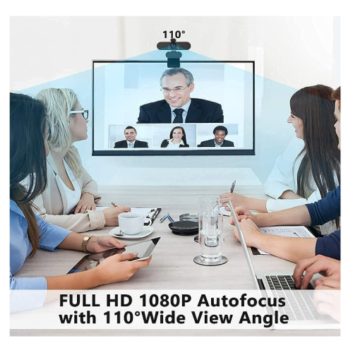 Webcam professionnelle 1080P avec double microphone et cache de confidentialité Plug and Play Noir 1