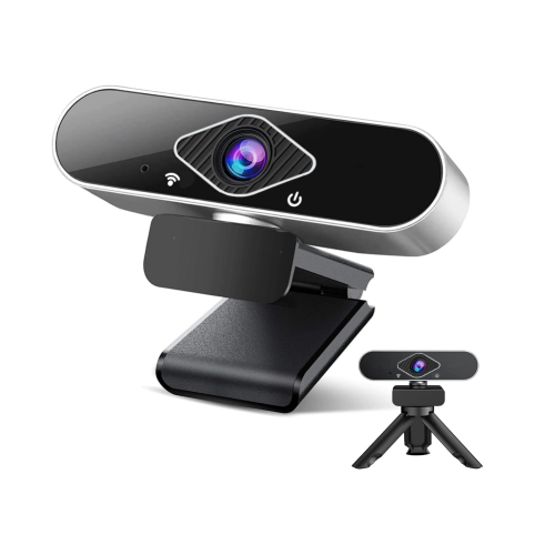 Webcam, Webcam with Microphone, Web Camera, Full HD 1080p/30fps, Plug and Play, Auto Light Correction, Noise-Reducing Mic(Black)