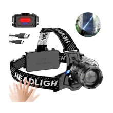 Head Torch Rechargeable,LED Head Torch Battery Powered,Sensor Control 10000 Lumens Headlamp USB for Running Camping(Black)