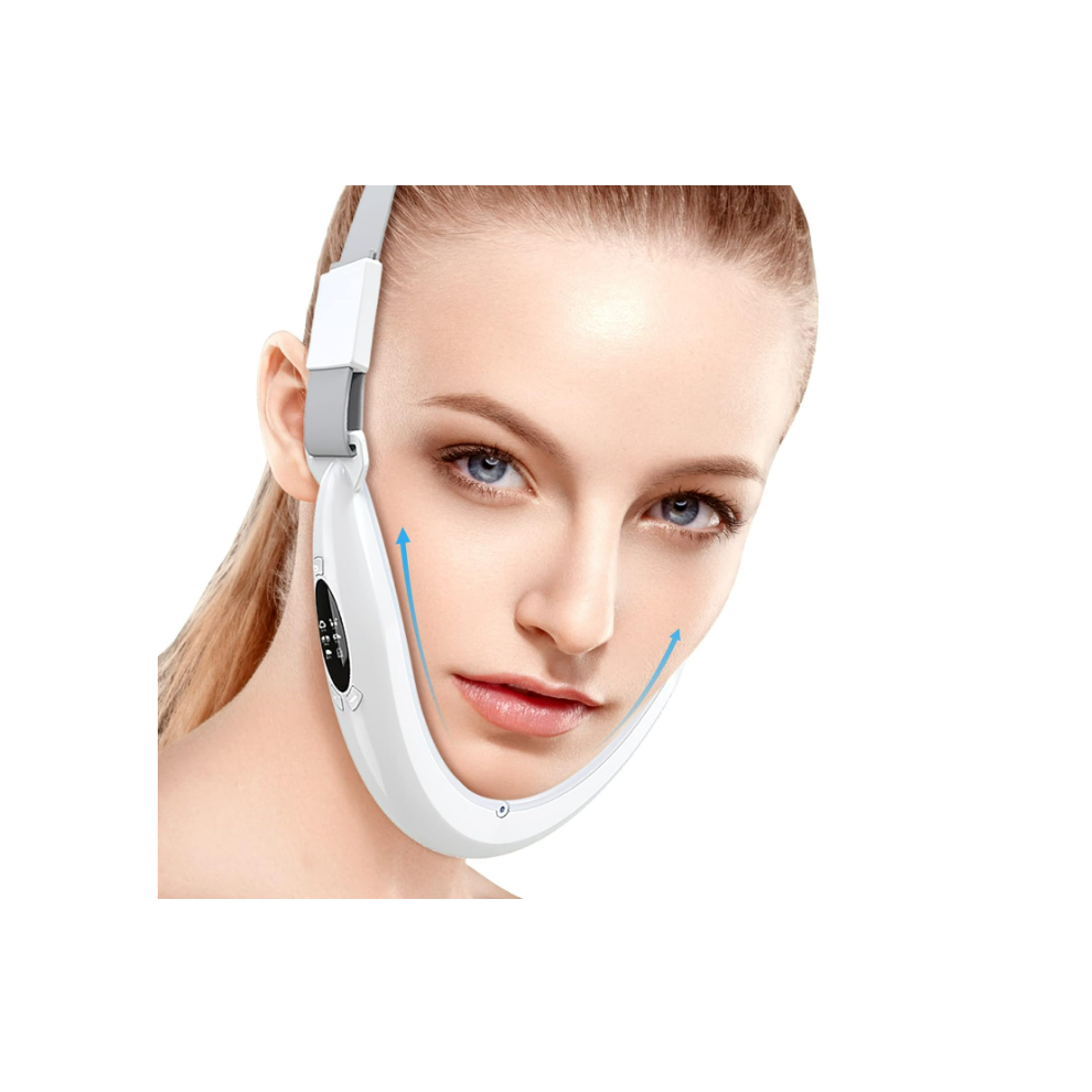 Chronus White Intelligent Electric V- Face Shaping Massager Micro-Current Facial Lifting Slimming V- Face- Lift Belt Double Chin Shaping Massager(White)