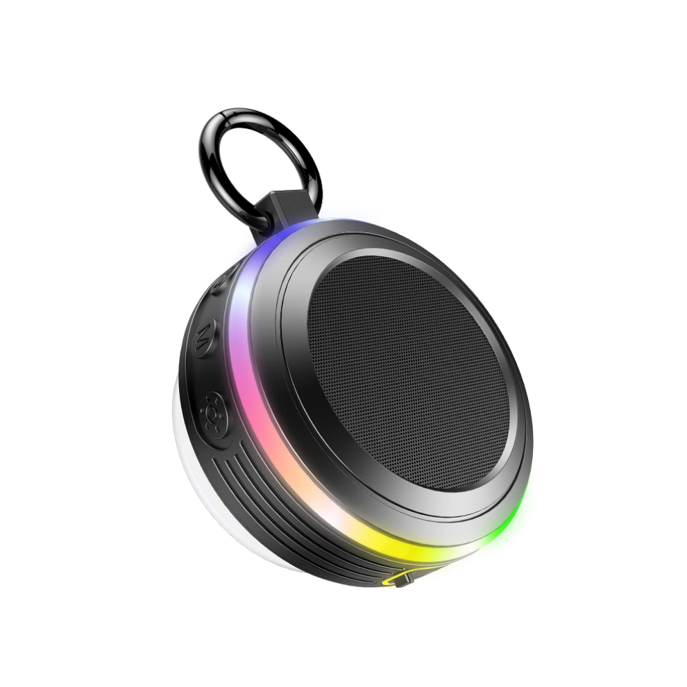 Chronus Portable Bluetooth Speaker With Show, Ipx7 Waterproof Shower Speaker With Fm Radio And Built-In Microphone,Bluetooth Speakers(Black) Light/Black 6976918331175