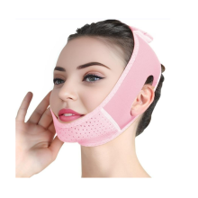 Double Chin Eliminator - V Line Lifting Mask with Chin Strap for Double Chin for Women -Face Lift, Prevent Sagging, V Shaped Slimmer(Pink)