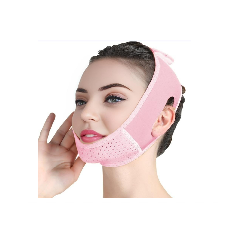 Chronus Pink Double Chin Eliminator - V Line Lifting Mask With Chin Strap For Double Chin For Women -Face Lift, Prevent Sagging, V Shaped Slimmer(Pink)