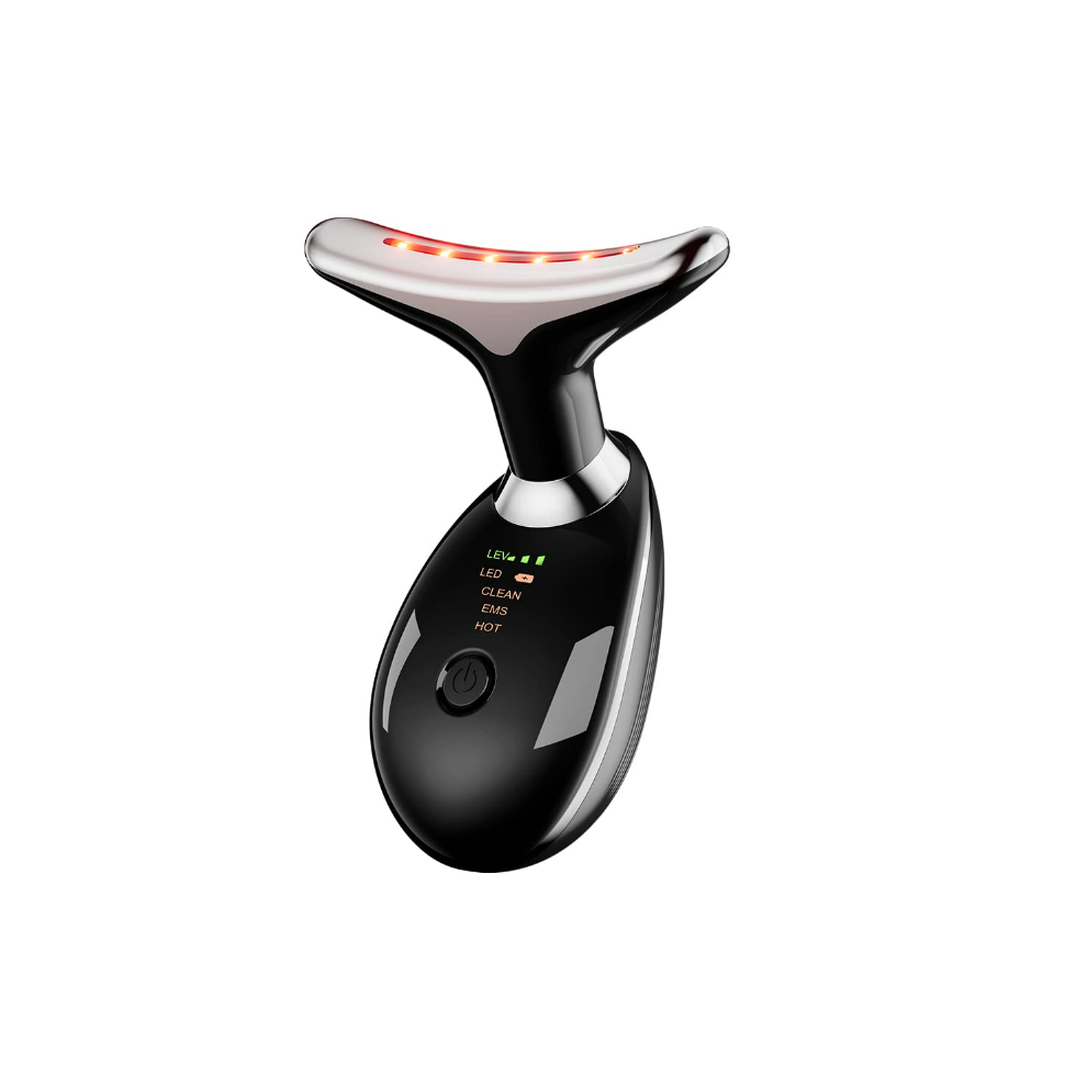 Chronus Anti Wrinkles Face Neck Device, Double Chin Facial Massager With Triple Action Led Heat Modes For Skin Care, Improve, Tightening(Black)