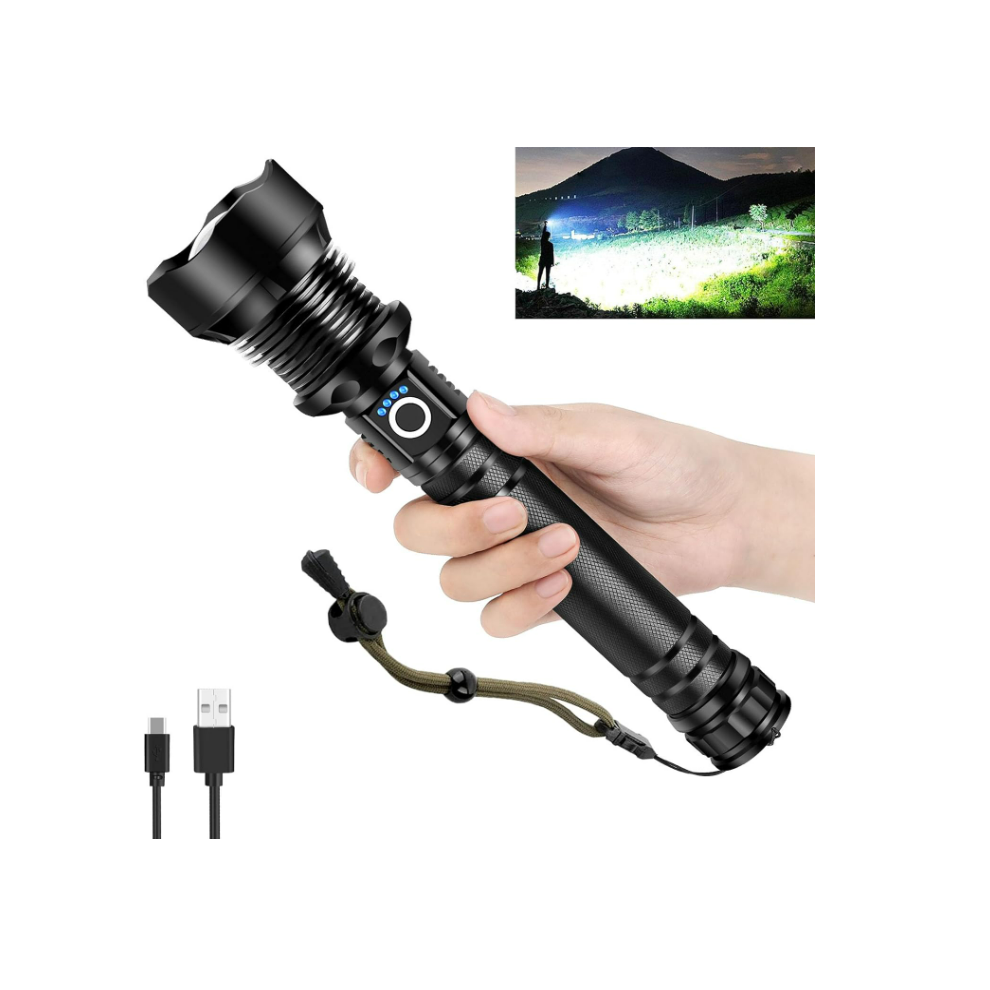 New Chronus Boutique Chronus 180000-Lumen Led Torch: Zoomable, Usb-C Rechargeable 10000Mah, Ipx7 Waterproof, 5 Modes, Camping & Emergency