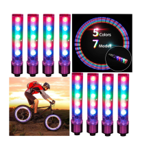 Lot de 8 lampes de valve de pneu de vélo à 5 LED, éclairage de rayons de vélo, avertissement de sécurité pour la conduite de nuit, blanc