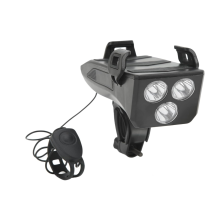 4 in 1 Bike Lights, Bike Light Set, Rechargeable Bicycle Lights Waterproof USB Power Bank Bicycle Lights with Cell Phone Stand Horn(Black)