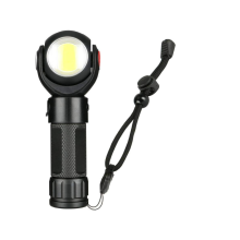 Bright Flashlight with Magnet COB Work Light 360 Degree Rotating USB Rechargeable Outdoor Camping Flashlight(Black)