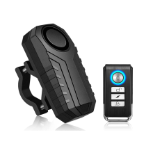 Anti-Theft Bike Alarm with Mount, 113dB Burglar Vibration Motorcycle Bicycle Alarm Security System Waterproof Cycle Bike Alarm with Remote(Black)