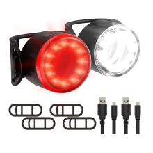 LED Bike Lights Set - USB Rechargeable Bike Lights Kit - Bright Waterproof Bike Lights Front and Back for Bicycle - 6 Brightness Modes(Black)