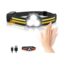 Headlamp, 1200Lumens 2COB Bright Headlamp 260Wide Beam Headlamp 9 Light Modes Motion Sensor(Black)