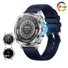 Chronus Smart Watch for Men Make Answer Calls 1.43" AMOLED Ultra HD Screen for iPhone Android Blue