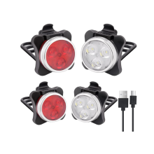 Bike Light Set, Super Bright Front Headlight and Rear LED Bicycle Light, 4 Light Mode Options, 650mah Lithium Battery, IPX4 Waterproof(Black)