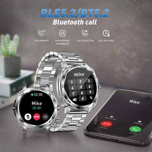 Chronus Smart Watch for Men Make Answer Calls 1.43" AMOLED Ultra HD Screen for iPhone Android Silver 2