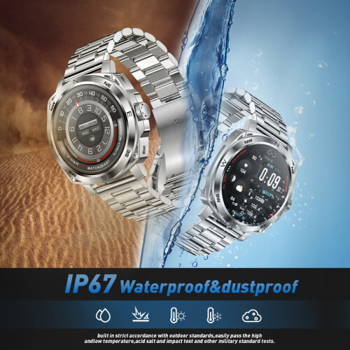 Chronus Smart Watch for Men Make Answer Calls 1.43" AMOLED Ultra HD Screen for iPhone Android Silver 1