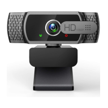 Webcam pour ordinateur avec microphone 1080p FHD, cache de confidentialité et supports USB - Noir