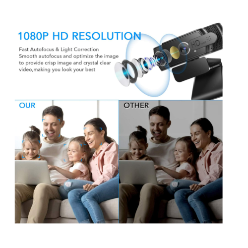 Webcam pour ordinateur Ultra HD 1080p avec microphone - Noir 2
