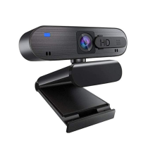 Webcam USB 1080p avec couvercle coulissant et clip pour streaming de jeux vidéo - Noir