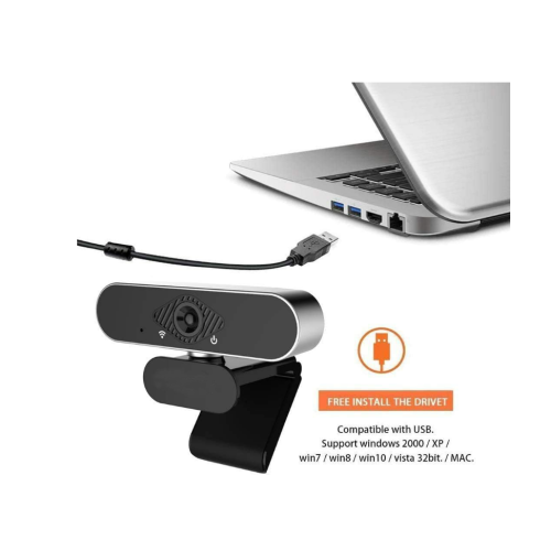 Webcam Full HD 1080p com microfone, redução de ruído, câmera web USB para PC plug and play (preta) 2