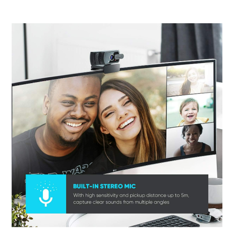 Webcam 1080p avec microphone et cache de confidentialité - Noir 1