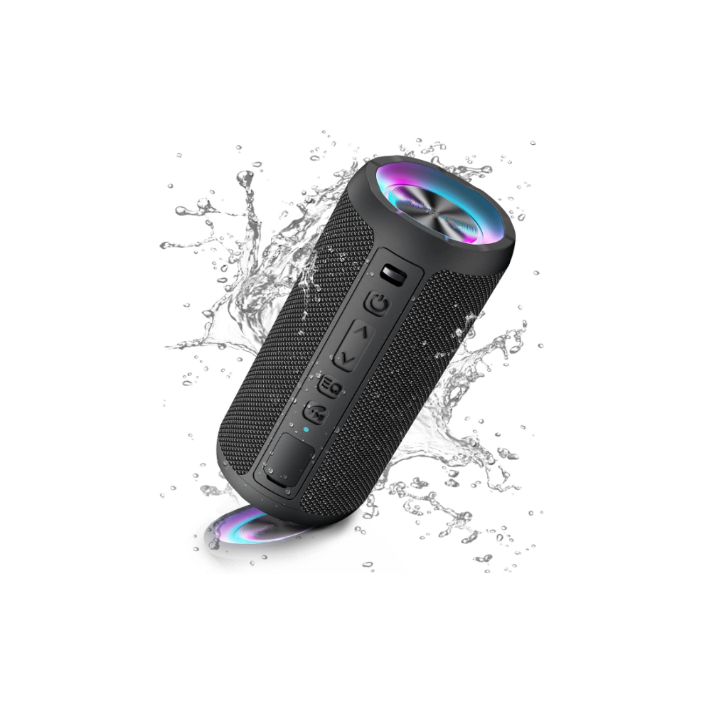 Chronus Bluetooth Speaker, Portable Wireless Bluetooth Speakers With Led Louder Volume & Enhanced Bass, Ipx7 Waterproof, 30H Playtime(Black) Light/Black 9331562959316