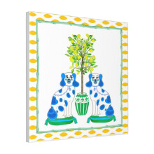 Canvas Print Only Staffordshire Puppies With Lemon Tree Ginger Jar Wall Art Poster Room Decor 18x18 inch No Frame